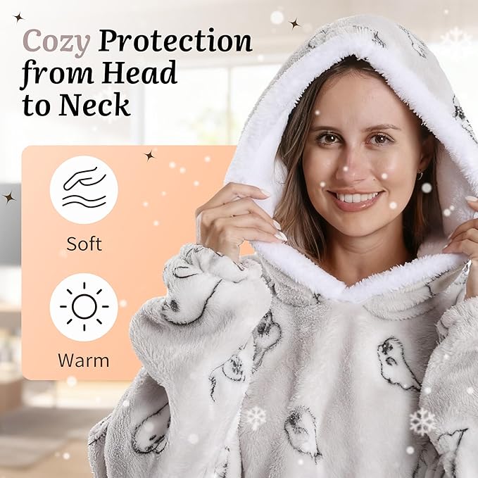 Blanket Hoodie, Long Hooded Blanket Sweatshirt as Birthday Gifts for Women Men, Long Wearable Blanket for Women Men.