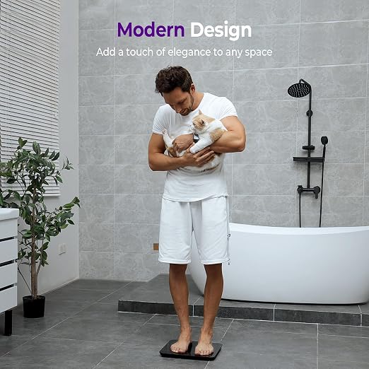 Ovutek Bathroom Scales Digital Weight, Topnotch Quality 450lb Weight Scale, Most Accurate to 0.05lb, Automatic Weighing Scale for Body Weight, Baby, Pet, Larger LED, Sturdy and Durable Base Machine