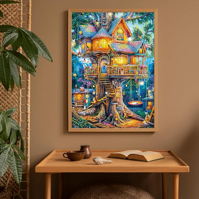 Puzzles for Adults 1000 Pieces, Elf Tree Jigsaw Puzzle with 1:1 HD Poster, Perfect Interlocking No Dust, Stress Relief Ideal Gift for Family Games