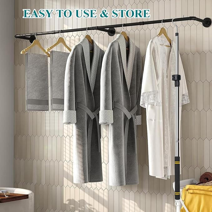 Clothes Hanger Reaching Hook Telescopic Adjustment clothes hook pole Light and can Extend from 37" to 65" with 4.7 "Hook and Sponge Handle.