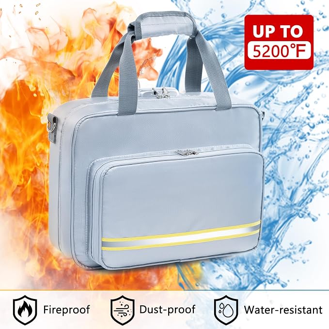 5200 Fireproof Document Organizer - Large Fireproof Bag with 20 Pockets - Locking Folder Safe for Home & Office Documents