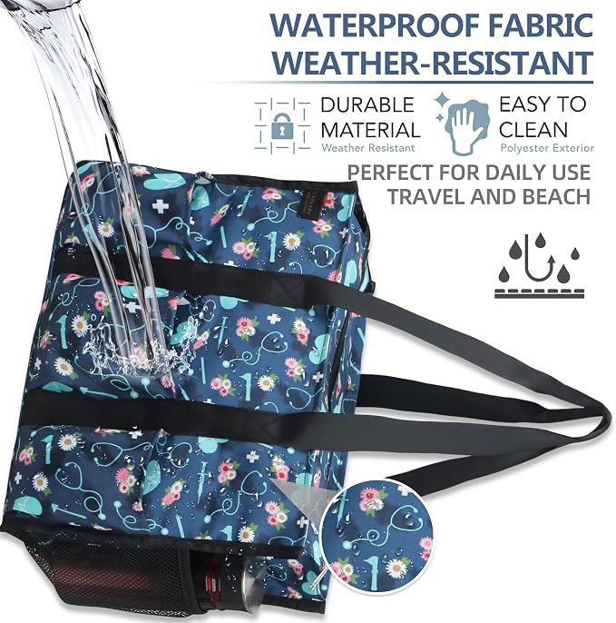 ABAMERICA Nurse Bags for Work Nursing Bag Multiple Pockets Waterproof Organizing Zip Top Clinical Bag for Nursing Students