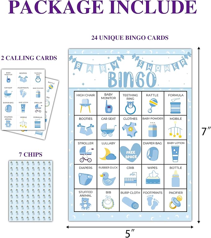 Baby Shower Bingo, Bingo Game for 24 Players (A04)