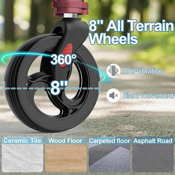 3 Wheel Walkers for Seniors, Foldable Wheeled Rollator with Cane Hold and Cup Hold, Lightweight Three Wheel Rolling Walker Height Adjustable for Seniors,Burgundy