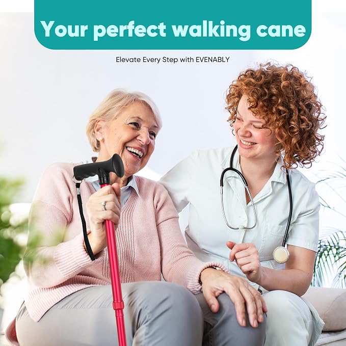 Enhanced Walking Cane (Thicker & Longer) - Foldable, Adjustable, Collapsible, Spare Tip, with Travel Bag | Versatile Walking Stick for Every Height, Weight, Seniors & Adults