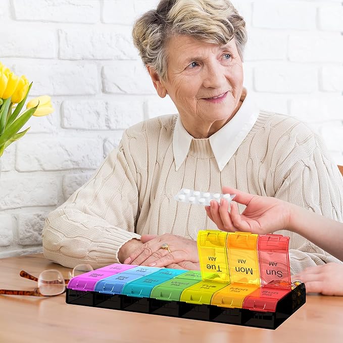 Colorwing Extra Large Pill Organizer 2 Times a Day, Weekly XL AM PM Pill Case, 7 Day Pill Box Twice a Day, Oversized Daily Medicine Pill Organizer for Vitamin, Big Pill Container, Medication Dispenser