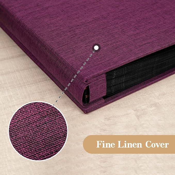 potricher Small Photo Album 4x6 300 Photos Linen Cover Picture Photo Book for Family Wedding Anniversary Baby Vacation (Purple,300 Pockets)