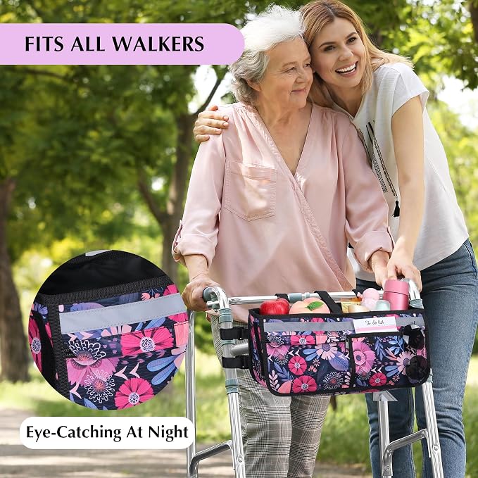 Walker Basket, Walker Accessories - Walker Tray, and Storage Bag for Folding & Rolling Walkers – Ideal for Seniors