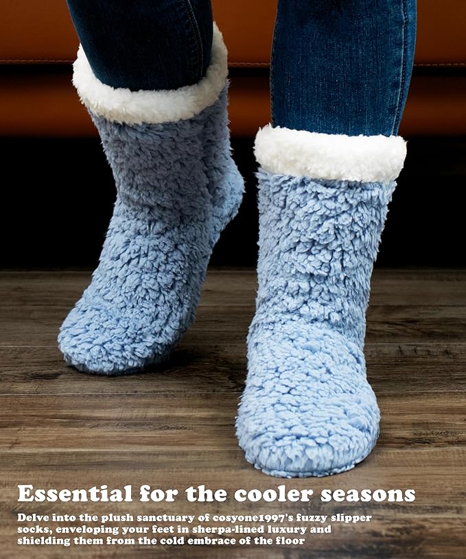cosyone1997 Women's Fuzzy Slipper Socks with Non-slip Grippers, Cozy & Unique Gifts