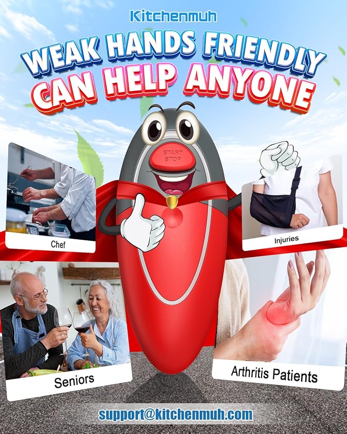 One Touch Electric Can Opener Fits All Can Sizes for Seniors with Arthritis, Battery Operated Can Opener with Smooth Edge, Food Safe Kitchen Gadgets Automatic Can Opener for Kitchen