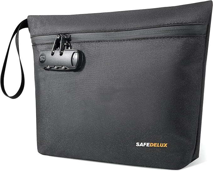 Smell Proof Bag, Odor Proof Bag with Combination Lock, Durable Smell Proof Container with Carbon Lining, Secure Odorless Travel Pouch for Home & On-the-Go (Black)