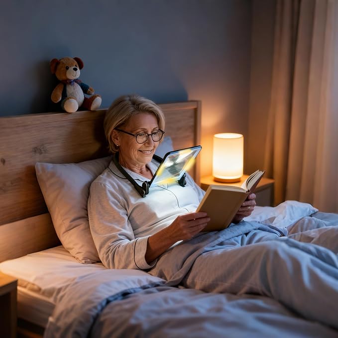 Magnifying Glass with Light for Reading,Rechargeable Hands Free Magnifier | 3-color dimmable LED for cross stitch,sewing,beading,model building,jewelry repair,craft hobbies,precision tasks close work