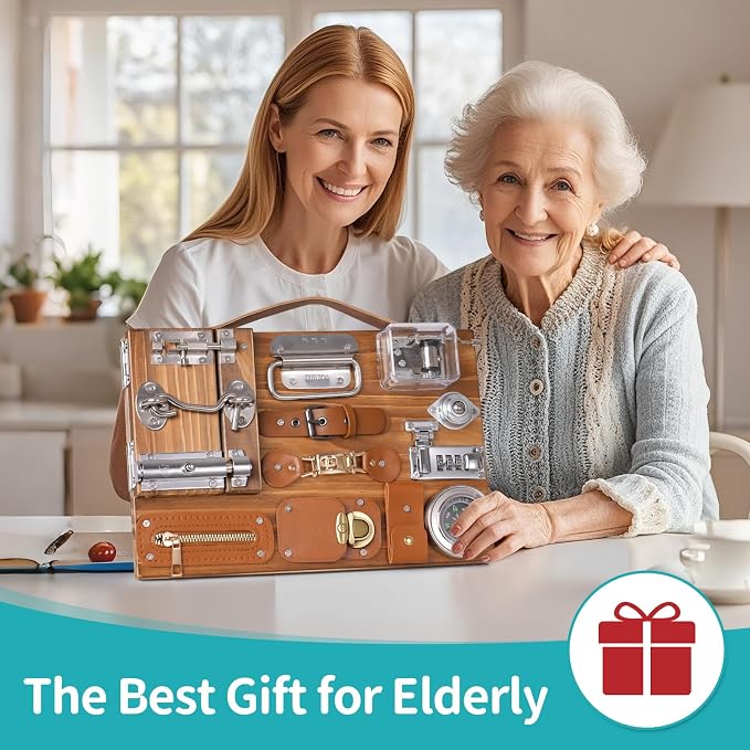 Fidget Busy Board for Adults with Dementia, Calming Activities and Games for Seniors, Dementia Activities for Seniors, Assistance Products Elderly Patients Gift Toys for People with Alzheimers