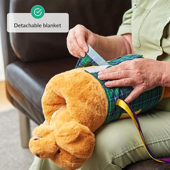 Fidget Muff and Blanket for Elderly | Fidget Blanket for Dementia | Dementia Products for Elderly | Gift and Activities for Seniors with Alzheimer’s or Dementia | Sensory Fidget Toys (Beige)
