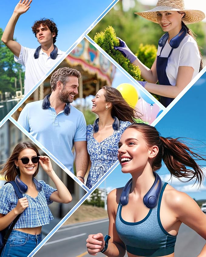 Portable Neck Fan - Rechargeable Personal Fan with Neck Support, 5000mAh, 5-Speed Quiet, Lightweight Long Lasting Bladeless Fan, Wearable Cooling Fan for Hot Flashes, Travel, Gifts for Men Women