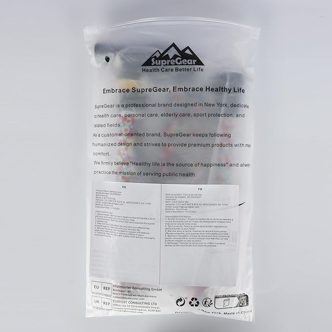 supregear Folding Cane, 5-Level Adjustable Height Walking Stick Lightweight Collapsible Portable Travel Cane with Wrist Strap and T Handle for Elderly Disabled Men Women