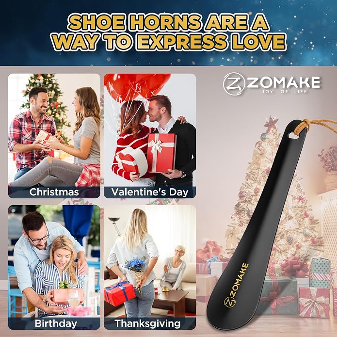 ZOMAKE Metal Shoe Horn, Small Travel Shoehorn for Men Women Kids, 5.9''/7.3''/7.5'' Portable Shoe Spoon Helper