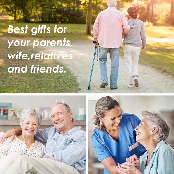 Walking Cane, Folding Cane for Man & Women, Portable Lightweight | 5-Level Adjustable Height, Collapsible Cane for Seniors Balancing Mobility Aid