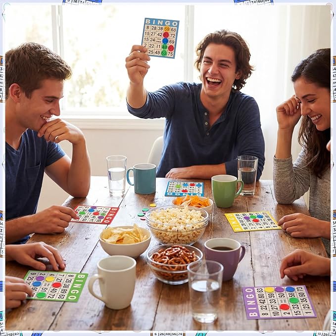 Harloon 500 Sheets Bingo Paper Game Cards 20 Books 4"x4" Disposable Cards Suit for Family Game Nights Large Groups Activities (Fresh Color)