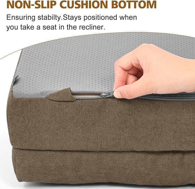Recliner Cushion for Elderly with Lumbar Support Pillow - 20x20x5 Inch Extra Thick Recliner Seat Cushion for Seniors Relief Back Pain and Tailbone Pain from Long Sitting Non-Slip Bottom Brown