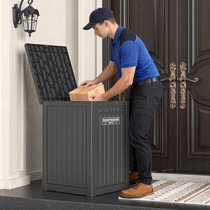Package Delivery Box for Outside, Waterproof Outdoor Storage, Black