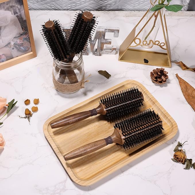 Round Brush for Blow Drying, LORSEX Boar Bristle Hair brush for Women Men, Round Hairbrush for Add Shine/Volume, Minimize Damage (2.4Inch)