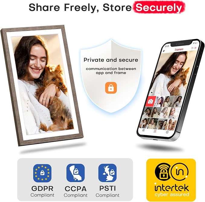 Frameo 15.6 inch Digital Picture Frame WiFi Wood, 1920 * 1080 IPS FHD Touchscreen Large Digital Photo Frame, 32GB Storage, Instant Share Photo Video, Wall-Mountable & Tabletop Display, Gift for Mom
