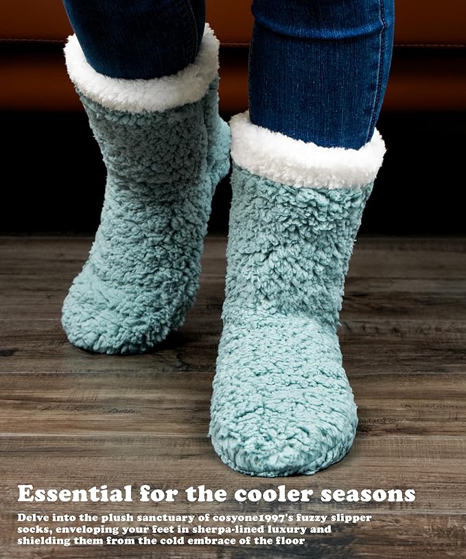 cosyone1997 Women's Fuzzy Slipper Socks with Non-slip Grippers, Cozy & Unique Gifts
