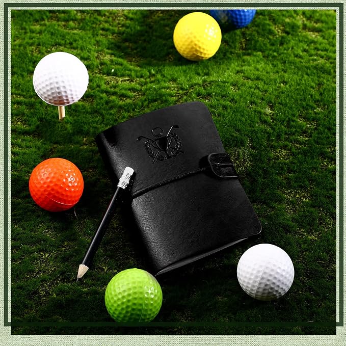 Yexiya Golf Scorecard Book with Pencil, Leather Golf Journal Scorecard Holder Accessories Notebook Log Pocket Score Cart Book Gift for Men Golfers, Sports and Outdoor Club Accessories