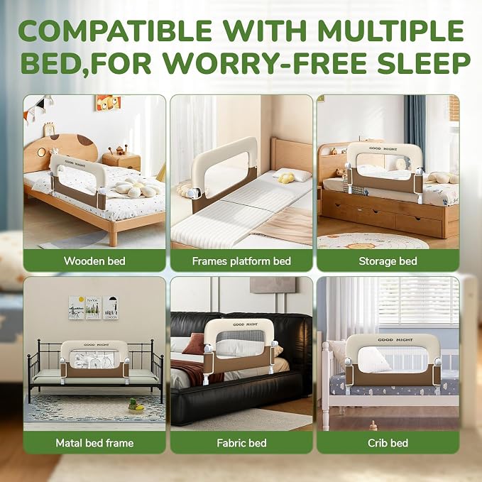 Bed Rail for Toddlers, 47 Inch Toddler Bed Rails, Bed Rail for Baby | Adjustable Heights, Folding up Portable, Safe Metal Frame, For Baby, For Crib, Twin, Bunk, Full Size, Queen & King Bed