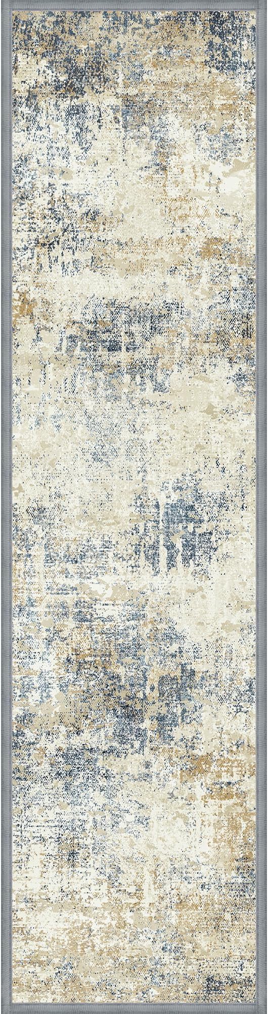 sarben 8"x30" Non Slip Stair Treads for Wooden Steps 15 Pack, Ivory Denim | Peel and Stick Carpet Stair Runner with TPE Adhesive Backing, Carpet for Added Safety, Pet and Senior Friendly