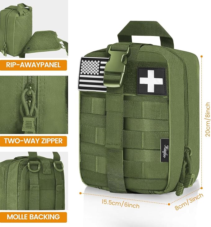 Medical Molle Pouch Tactical - 1000D Nylon First Aid Pouch, Big Capacity EMT Pouch Utility, Heavy Duty Military Grade Rip-Away Ifak Pouch for Home and Outdoor Activities(Bag Only