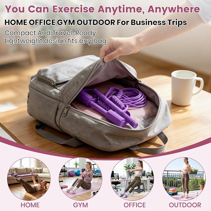 3-in-1 Adjustable Pedal Resistance Band with Handles, Natural Latex Portable Pocket Gym for Abdomen Waist Arm Leg Stretch Training, Workout Equipment for Home Office and Travel