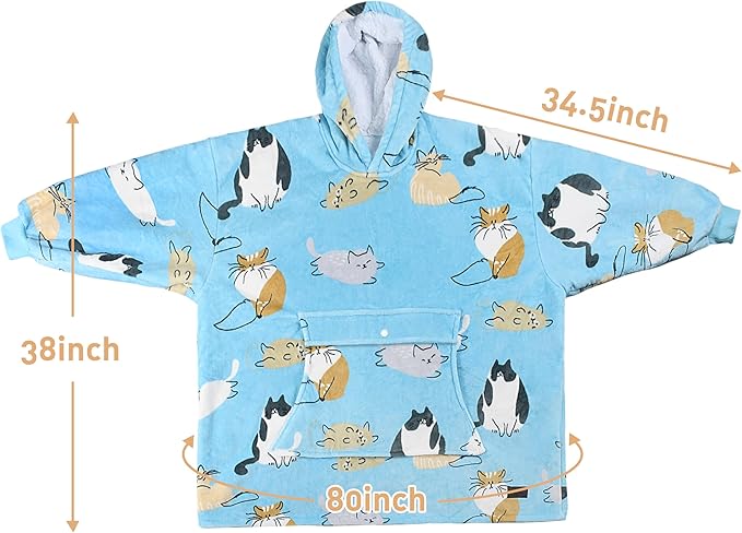 Catalonia Oversized Blanket Hoodie Sweatshirt, Wearable Sherpa Lounging Pullover for Adults Women Men