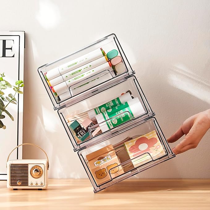 clear Drawer-Type Plastic Storage Box Bins Organizer,Family First Aid Kits Medicine cabinet Box Organizer,Closet ,Shelf,Ointments, Adhesive Bandages,Cosmetics,Office Items (clear, 2M)