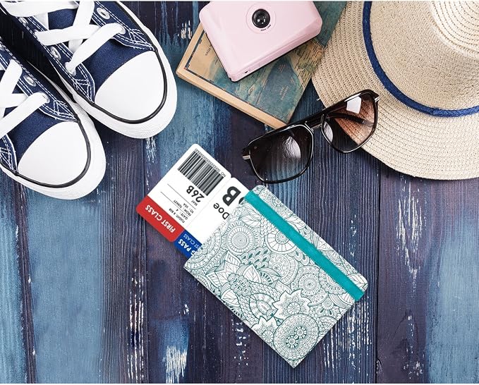 WALNEW Passport Holder for Travel, RFID Passport Wallet, Travel Essentials | PU Leather Passport Cover Case with Pen Holder, Travel Must Haves Accessories, Passport Book Holder for Women Men