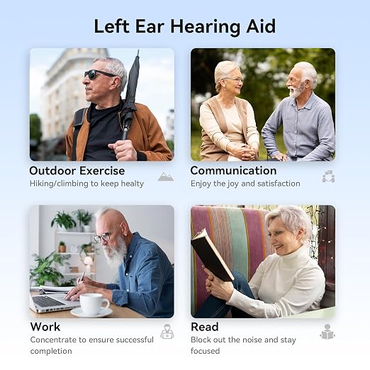 Hearing Aids for Seniors Rechargeable Hearing Aids Amplifiers with Bluetooth for Single Left Ear Hearing Loss Behind-The-Ear Ear Aid
