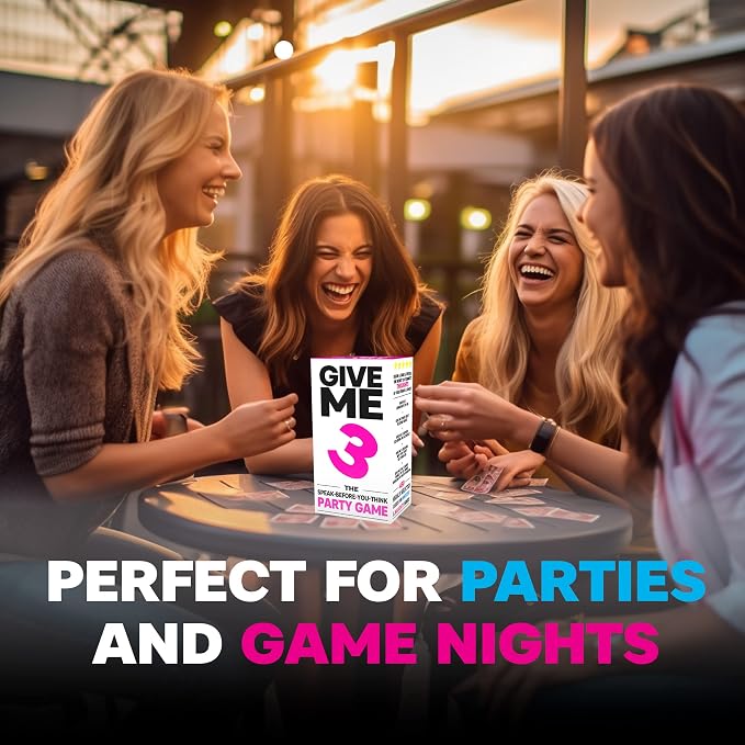 SAVANA GIVE ME 3 - Fast Paced and Hilarious 10 Second Rule Adult Party Games | 2+ Players | Card Game for Adults | Travel Game | Board Game for Parties and Game Nights