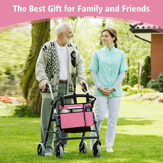 supregear Accessories Bag for Walker, Wheelchair, Rollator - Walker Basket Bag w/Cup Holder - Seniors Caddy Attachment Pouch for Walkers, Water Resistant Large Capacity Carry Storage Carrier Tote