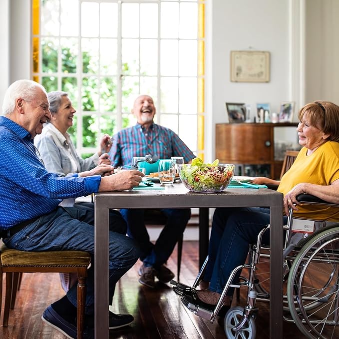 4-Piece Adaptive Utensils Set - 42° Angled Parkinsons Utensils, 2.5 oz Weighted Utensils for Hand Tremors and Parkinsons Patients, Weighted Silverware for Hand Tremors (Grey: Right-Handed)