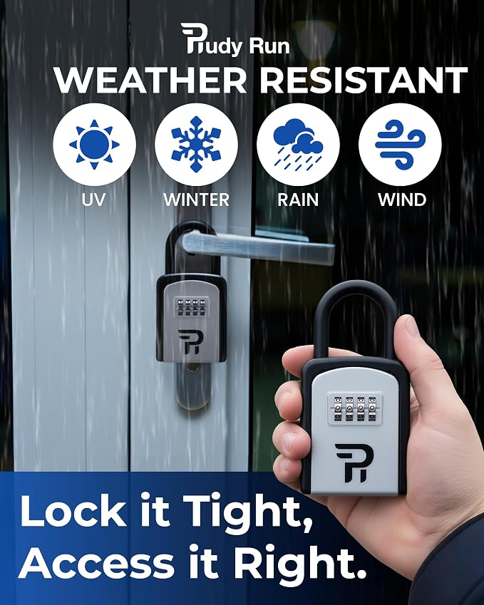 Key Lock Box for Outside – Small Outdoor Lockbox for Keys with Code, 4-Digit Combination Hidden Safe to Hide a Key Outside, Portable Safe Key Storage, 5.78 in, 1 Pack