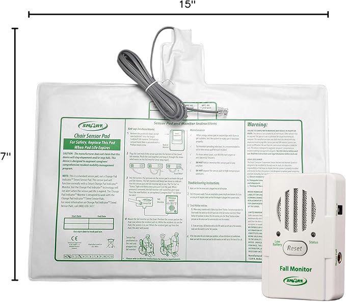 Smart Caregiver Fall Prevention Monitor and Weight Sensing Chair Pad - Alerts Caregiver When They Get Up from Chair - Chair Exit Alert for Elderly - 1 Year Warranty