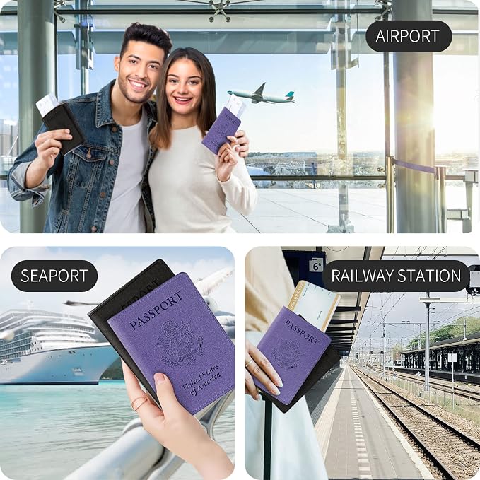 Passport Holder, Passport Wallet For Women (Purple)