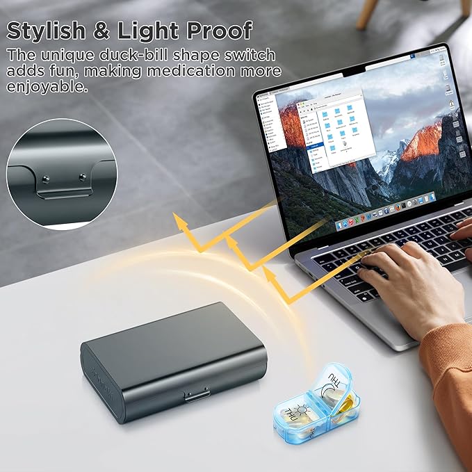 Zannaki Metal XL Weekly Pill Organizer 2 Times a Day, Large Travel Daily Pill Box 7 Day, Portable Week Twice Pill Holder Container, AM PM Pill Case for Medicine Vitamin Medication Supplement, Grey