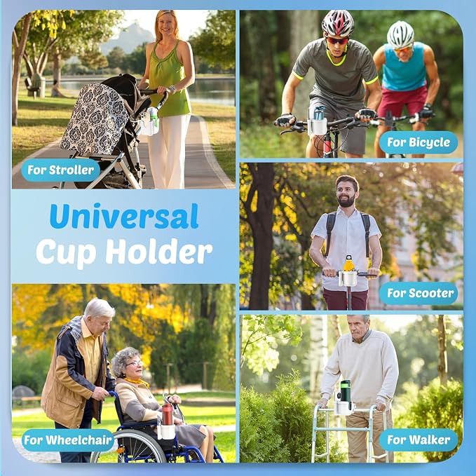 Guiseapue 2-in-1 Stroller Cup Holder Phone Holder, White, Baby Essentials | Universal Accessories for Stroller/Wheelchair/Walker/Golf Cart/Bike/Scooter. Fit Uppababy Nuna Doona, Baby Shower Gifts