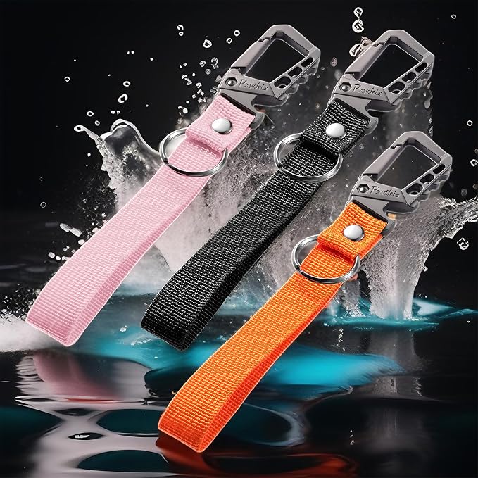 Metal heavy duty key chain carabiner clip bottle opener wrist lanyard ring car key fob unisex for men and women