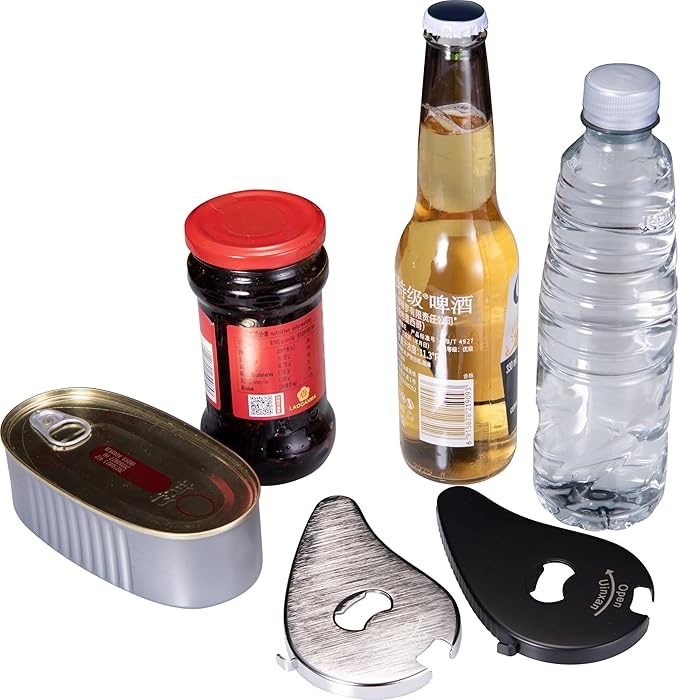 Jar Bottle Can Opener for Weak Hand & Seniors with Arthritis-Easy Twist Off Caps (0.6"-2.7") & Pull Tab Seals,Unique Kitchen Gadget,Multi,Portable Christmas Gifts for Elderly/Women/Men (Black)