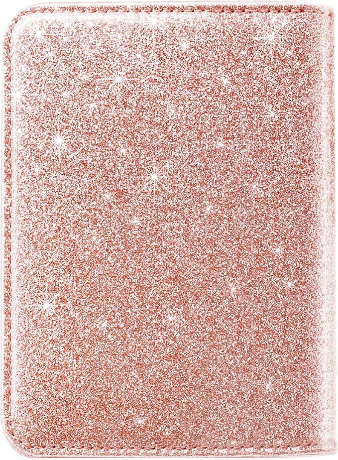 Coco Rossi Passport Holder for Travel Women Slim RFID Passport Cover Wallet | Travel Essentials, Passport Book Holders, Passport Wallet Cover Case, PU Leather, Cute, Thin, Spliced Design, Glitter Rose