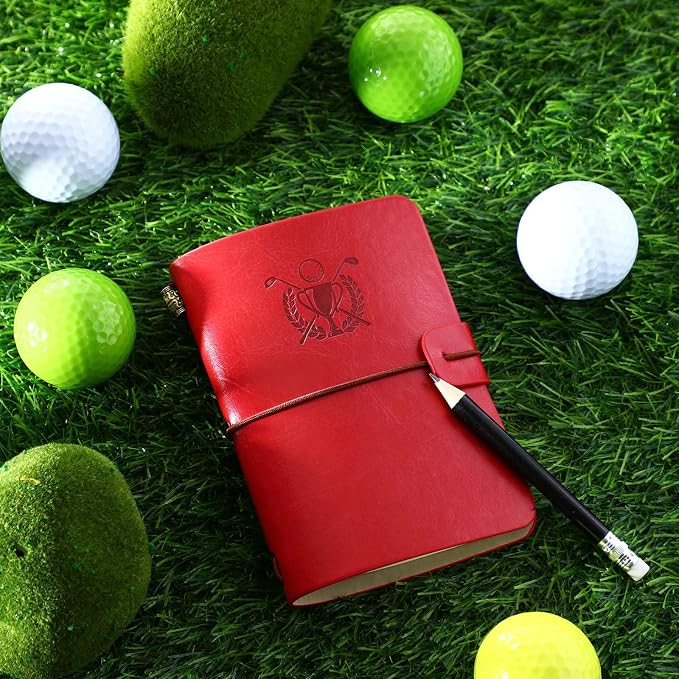Yexiya Golf Scorecard Book with Pencil, Leather Golf Journal Scorecard Holder Accessories Notebook Log Pocket Score Cart Book Gift for Men Golfers, Sports and Outdoor Club Accessories