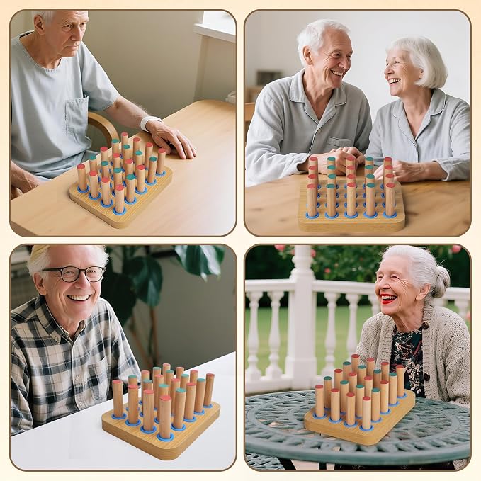 Stroke Training Equipment/Solid Wood Peg Board/Hand-Eye Coordination Trainer Designed for Elderly and Hemiplegia Patients to Improve Finger Flexibility Through Exercise